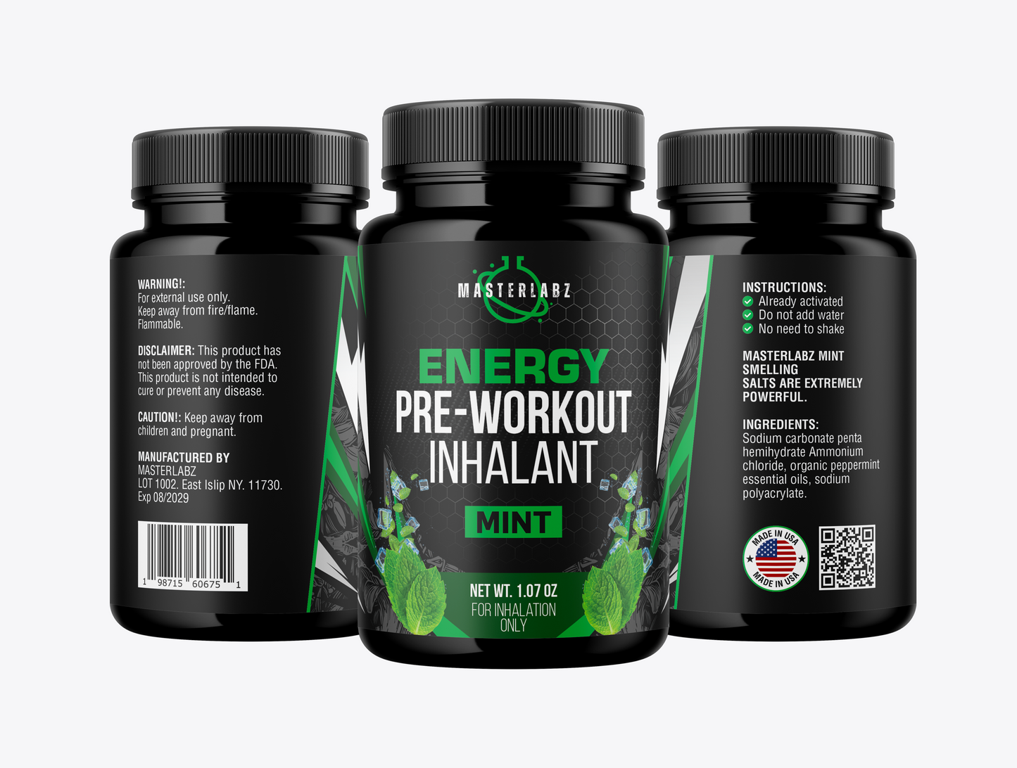 MASTERLABZ MINT PRE-WORKOUT SMELLING SALTS (PRE-ACTIVATED)